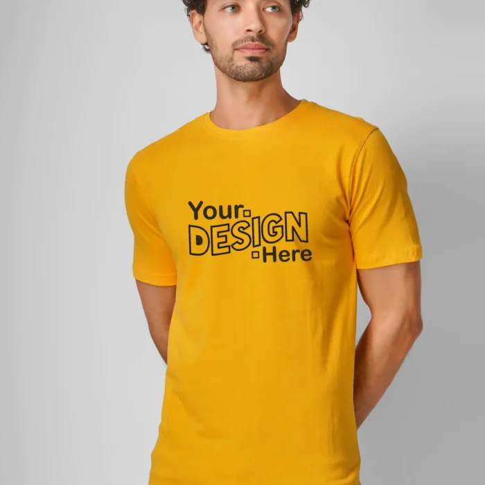 Mustard Cotton Round Neck T-Shirt
