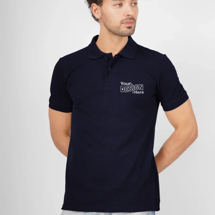 Navy Blue Cotton Polo T-Shirt