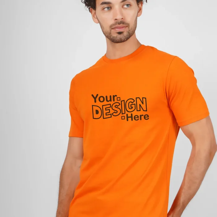Orange Cotton Round Neck T-Shirt