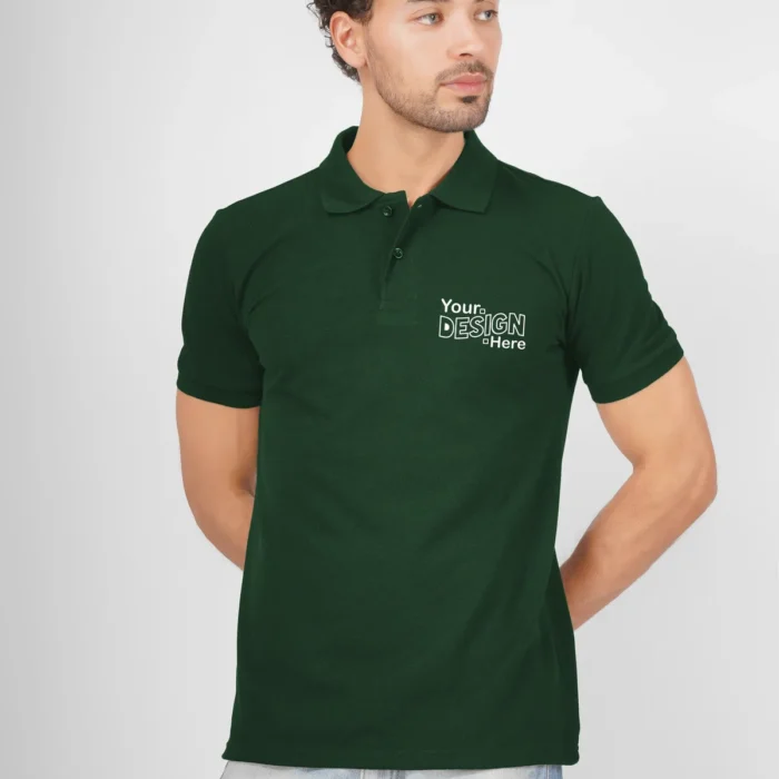 Bottle Green Cotton Polo T-Shirt