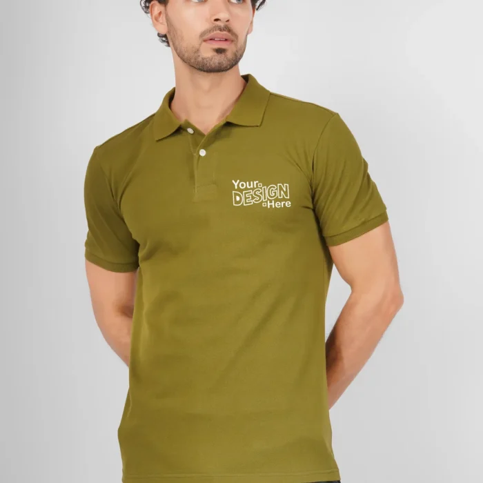 Moss Green Cotton Polo T-Shirt