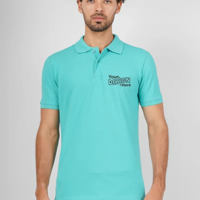 Ocean Blue Cotton Polo T-Shirt