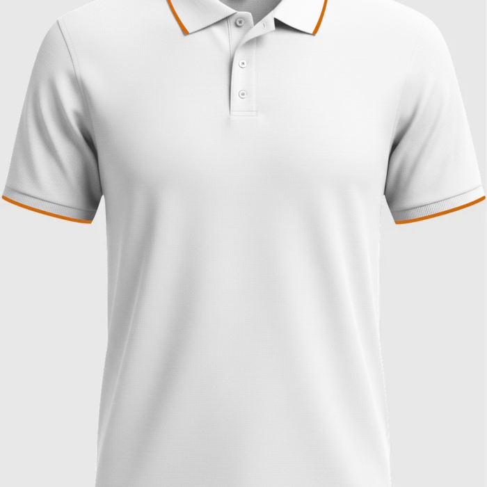 Premium Tipped Polo T-Shirt (White-Orange)